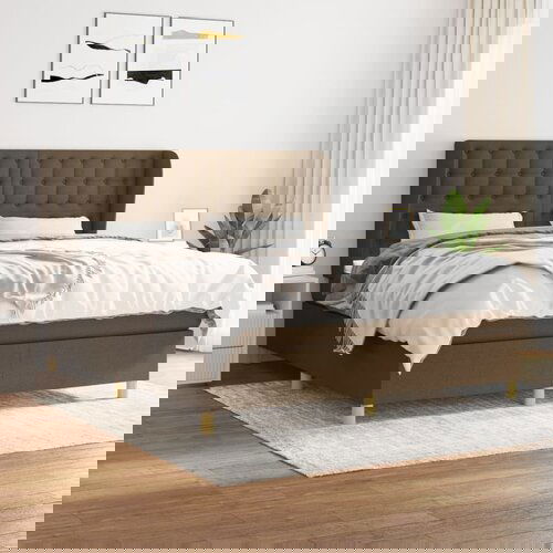  The Living Store Box spring postelja z vzmetnico temno rjava 180x200 cm blago - Box Spring Postelja, (21515326) Cene