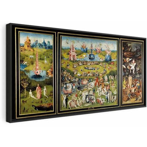  Slika - Hieronymus Bosch – The Garden of Earthly Delights 120x60 U crnom drvenom okviru Cene