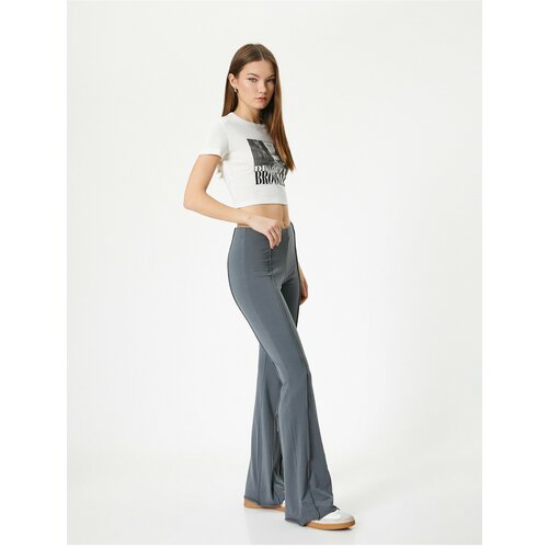 Koton Flare Trousers Ribbed Standard Waist Slim Fit Viscose Fabric Blended Slike