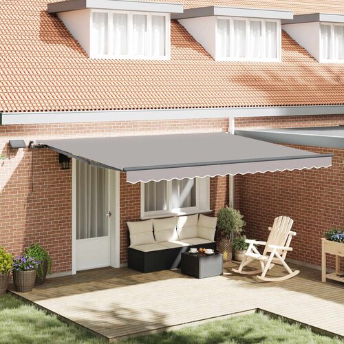  Skrovita tenda S LED lampica Svjetlosiva 450 &times;350 cm tkanina Cijene