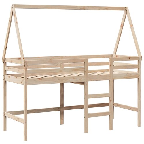 vidaXL Posteljni okvir z lestvijo in streho 90x190 cm borovina, (21243217) Cene