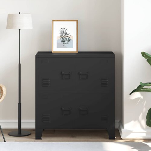  Industrijski sanduk za pohranu crni 75 x 40 x 80 cm čelični Slike