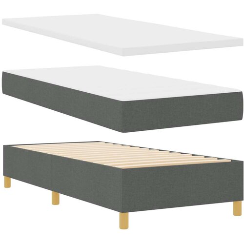 VidaXL krevet s uzglavljem i madracem tamno sivi 100x200 cm tkanina Slike