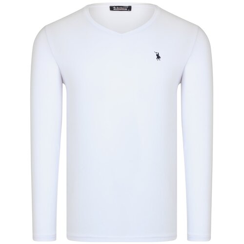 Dewberry T8587 V-NECK MEN'S LONG SLEEVE T-SHIRT-COTTON WHITE Slike