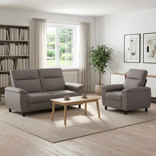  Set sofe 2 pcs Sivosmeđa Tkanina - Sivosmeđa Jednostruka + Dvostruka (140 cm) Cijene