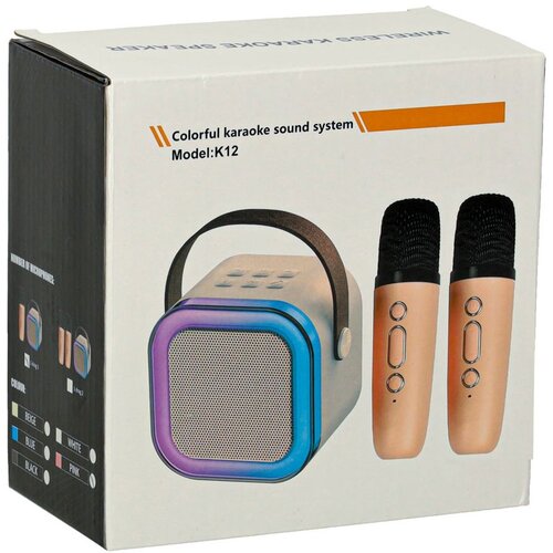  Karaoke set 2 mikrofona + zvučnik BLUETOOTH USB LED pink Slike