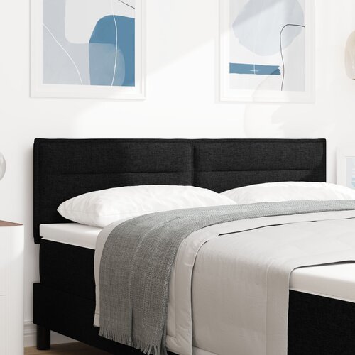 VidaXL LED vzglavnik črn 144 cm tkanina Slike