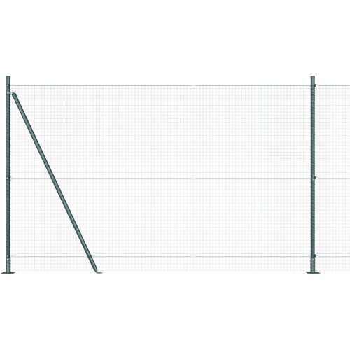 VidaXL Zavarena žičana ograda s 13 flan&amp;scaron;iranih stupova Zelena 1.6x25 m Čelik Slike
