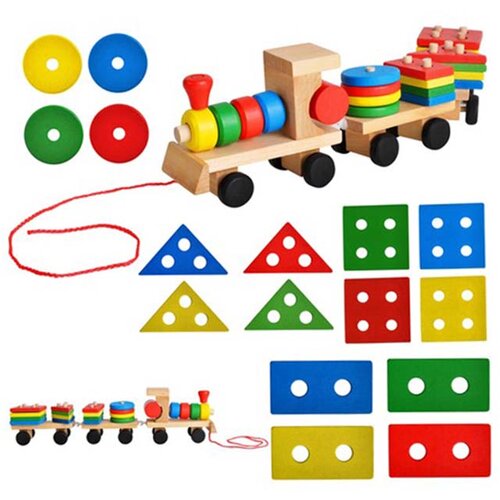 Olimp Sport Drveni voz sa geometrijskim oblicima 027275 Cene