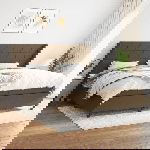  The Living Store Box spring postelja z vzmetnico temno rjav 200x200 cm blago - Box Spring Postelja, (21496773) Cene