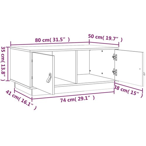  Stolić za kavu crni 80 x 50 x 35 cm od masivne borovine Slike