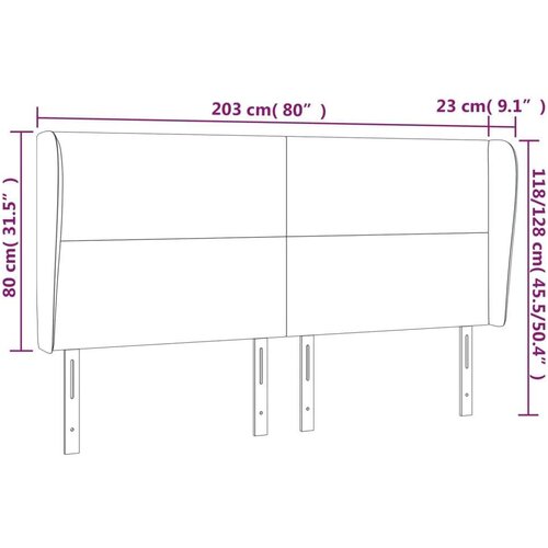 vidaXL Uzglavlje s u&scaron;ima svjetlosivi 203x23x118/128 cm od tkanine Cijene