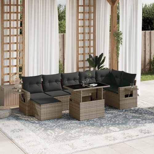vidaXL 8-dijelni set vrtnih sofa od poliratana s jastucima sivi Cijene