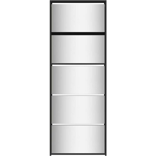 VidaXL omarica za čevlje z ogledalom 5-nadstropna črna 63x17x169,5 cm Slike