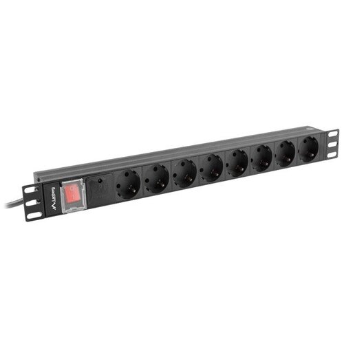 Lanberg POWER STRIP PDU RACK 19 (1U, 16A, 8X Shuko, 2m) Slike