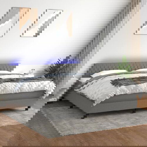  The Living Store Box spring postelja z vzmetnico LED temno siva 160x200 cm blago - Box Spring Postelja, (21501261) Slike