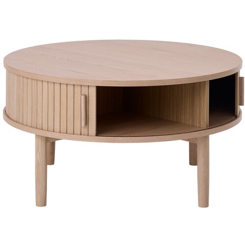 Unique Furniture Okrogla klubska mizica v hrastovem dekorju v svetli naravni barvi &amp;oslash; 85 cm Meta &amp;ndash; Slike