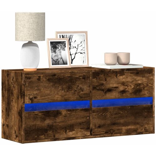 VidaXL Zidni TV ormarić LED boja dimljenog hrasta 100x31x45 cm Slike