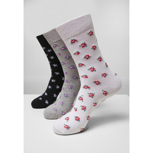 Urban Classics recycled yarn flower socks 3-Pack grey+black+white Slike
