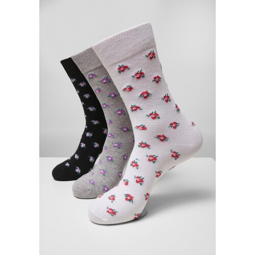Urban Classics Recycled Yarn Flower Socks 3-Pack Grey+black+white Cene