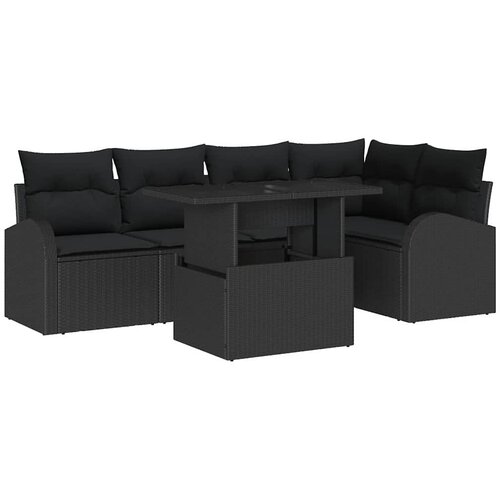  Sjedeća garnitura za vrt 6 kom. Crna poliratan 100 x 55 x 73 cm Slike