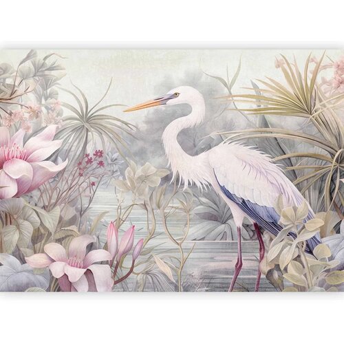  Foto tapeta - Heron wading in a pond - illustration in bright colours 200x140 Standard Cene