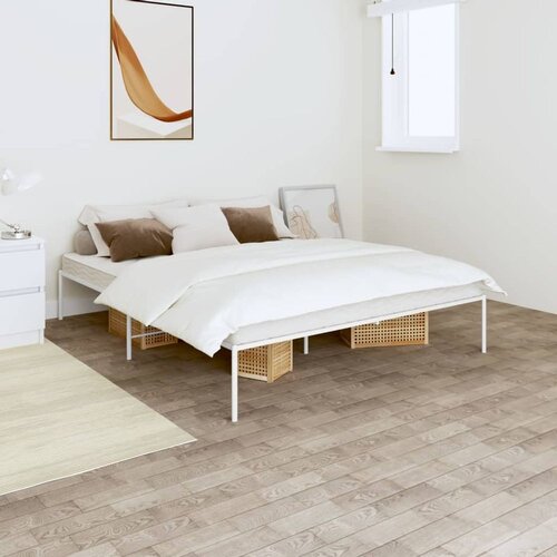 Metalni Kovinski posteljni okvir bel 140x190 cm Slike