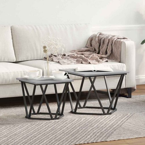  Set pomoćnih stolića 2 pcs Siva Sonoma Inženjerska drva i čelik Cijene