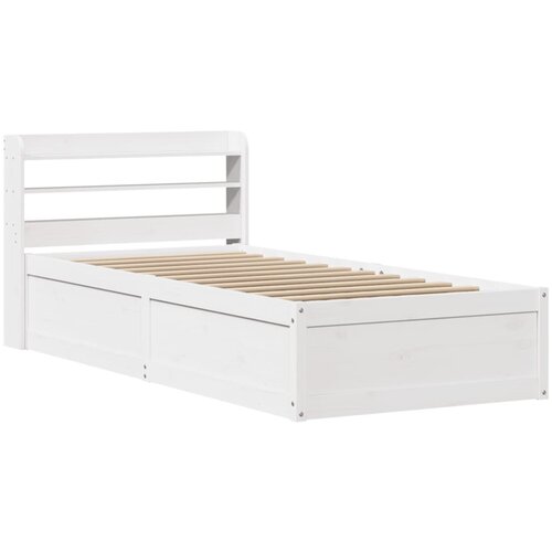 Maison Chic Posteljni okvir - Enojna postelja - Postelja za odrasle z vzglavjem bel 100x200 cm trdna borovina, (21695177) Cene
