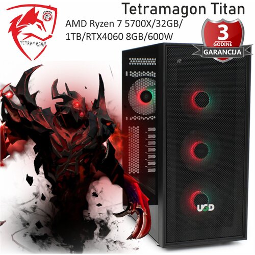 TETRAMAGON series računar tetramagon titan amd ryzen 7 5700X/32GB/1TB/RTX4060 8GB/600W Slike