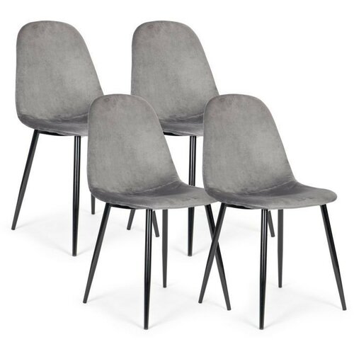 Modern Home set od 4 trpezarijske stolice Velvet, Sivi Slike