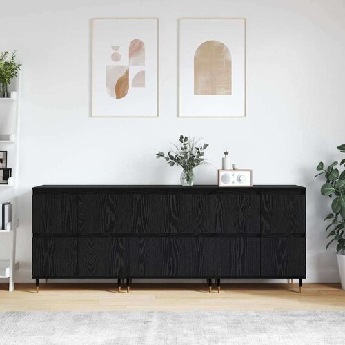  Komode 3 pcs Crni hrast 180 x 35 x 70 cm Konstruirano drvo Cijene