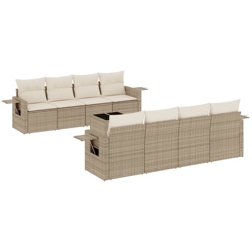 vidaXL 9-dijelni set vrtnih sofa s jastucima bež od poliratana Cijene