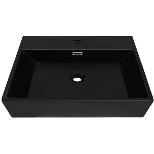 VidaXL Umivaonik s otvorom za slavinu keramički crni 60,5 x 42,5 x 14,5 cm Slike