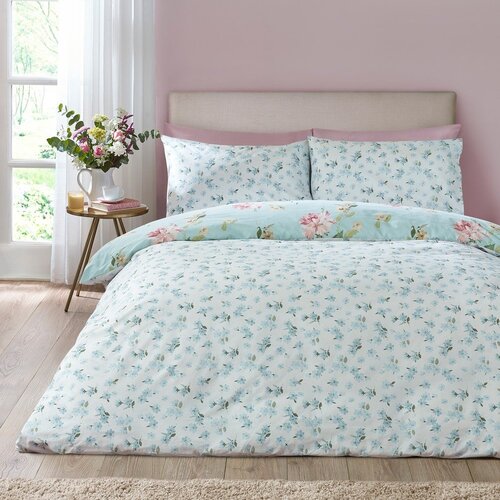 Catherine Lansfield Modra 3-delna posteljnina za zakonsko posteljo 200x200 cm Avebury Floral &amp;ndash; Slike