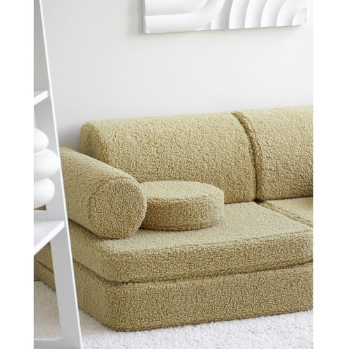 Wigiwama Zelena otro&amp;scaron;ka sedežna garnitura iz tkanine boucl&amp;eacute; 132 cm Settee &amp;ndash; Slike