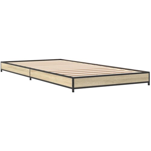 vidaXL Posteljni okvir sonoma hrast 100x200 cm inž. les in kovina, (21128689) Cene