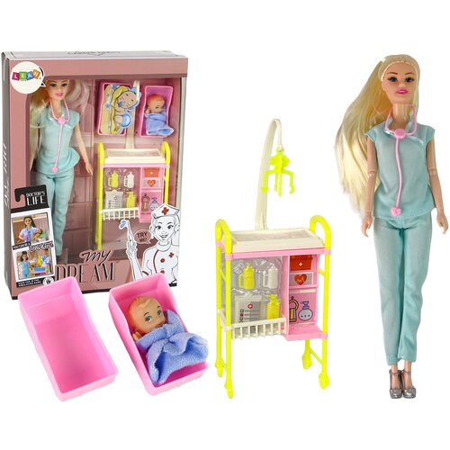  Lutka za igru doktorica sa dugom plavom kosom - tirkizna Cijene