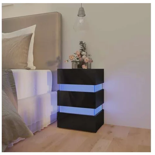  LED nočna omarica visok sijaj črna 45x35x67 cm iverna plošča