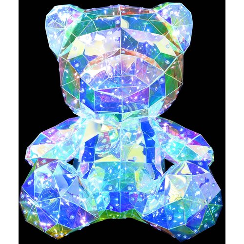  Prizmatični iridescentni LED medvjedić &amp;Scaron;areni 32 x 28 x 38 cm Slike