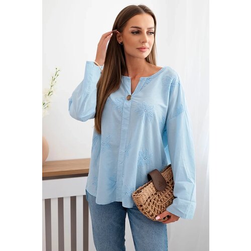 Kesi Włoski Shirt blouse with an embroidered pattern blue Cijene