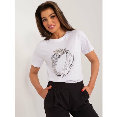 Fashion Hunters White T-shirt with appliqués and print Slike
