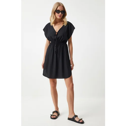  Women's Black Knitted Beach Dress