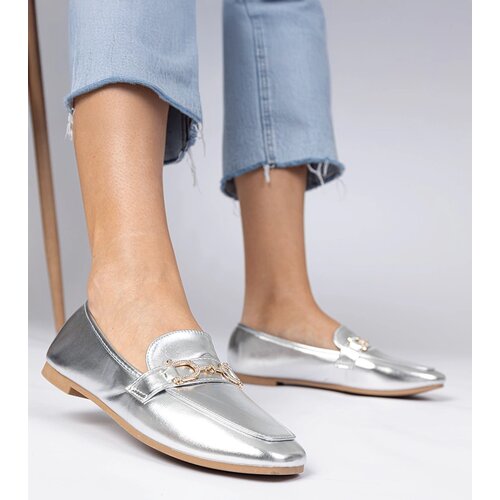 Gemre Silver elegant loafers with rhinestones Banzao Cene