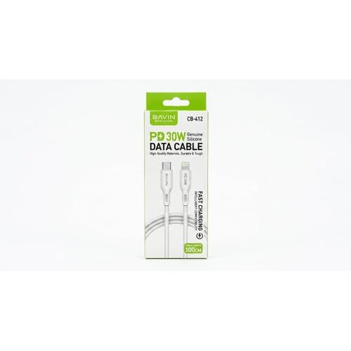 BAVIN kabl 30W Type C na Type Lightning 1m bela - CB412 Slike
