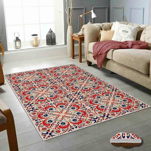  WOOKECE658 cream red blue navy blue carpet (120 x 180) Slike