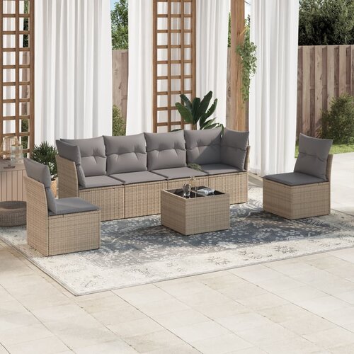 VidaXL 7-dijelni set vrtnih sofa od poliratana s jastucima bež Slike