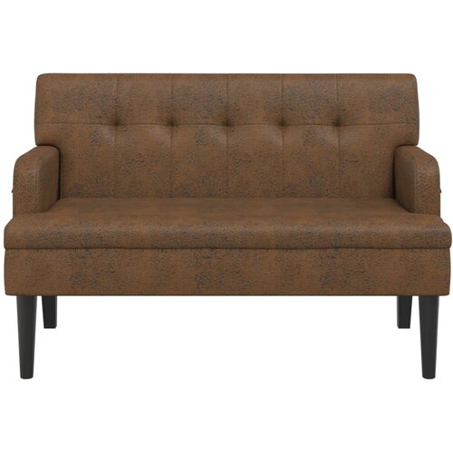  Klupa s naslonom smeđa 112 x 65,5 x 75 cm umjetna bru&amp;scaron;ena koža Slike