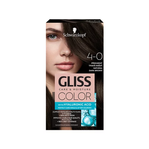 Schwarzkopf Gliss Color permanentna barva za lase odtenek 4-0 Natural Dark Brown