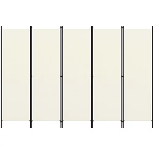 Sobna pregrada s 5 panela krem-bijela 250 x 180 cm